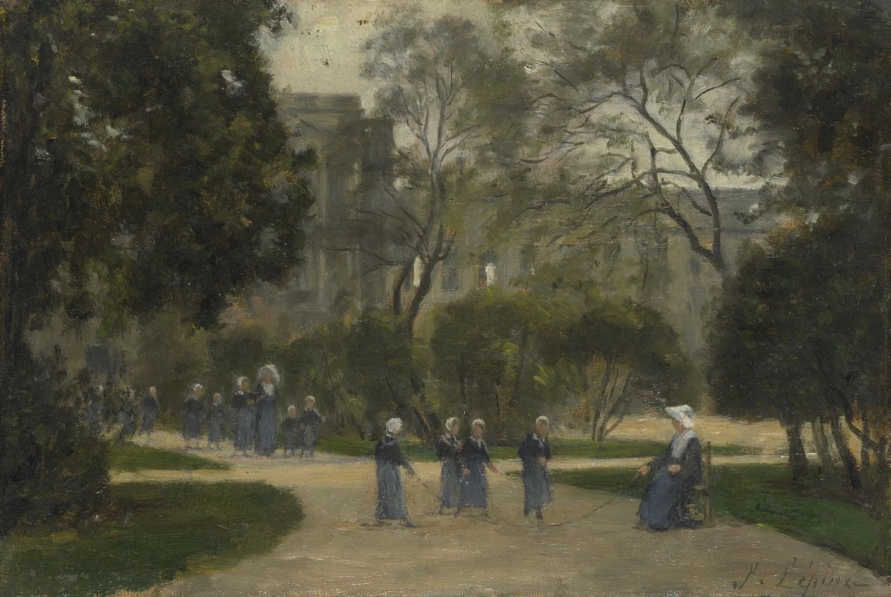 Suore e studentesse nei giardini delle Tuileries, Parigi - National Gallery, Londra
